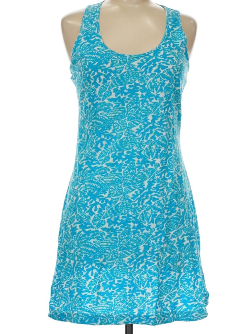 Lilly Pulitzer Dress Blue Green. Cocktail Beachy. Medium. Preppy Scoop Neck